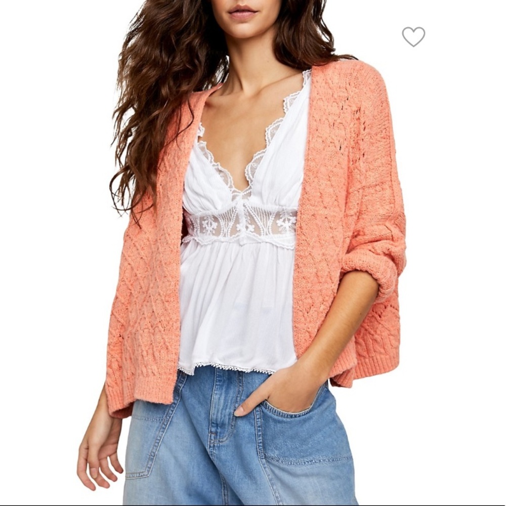 Free People Coral Sunset Cruise Cardigan